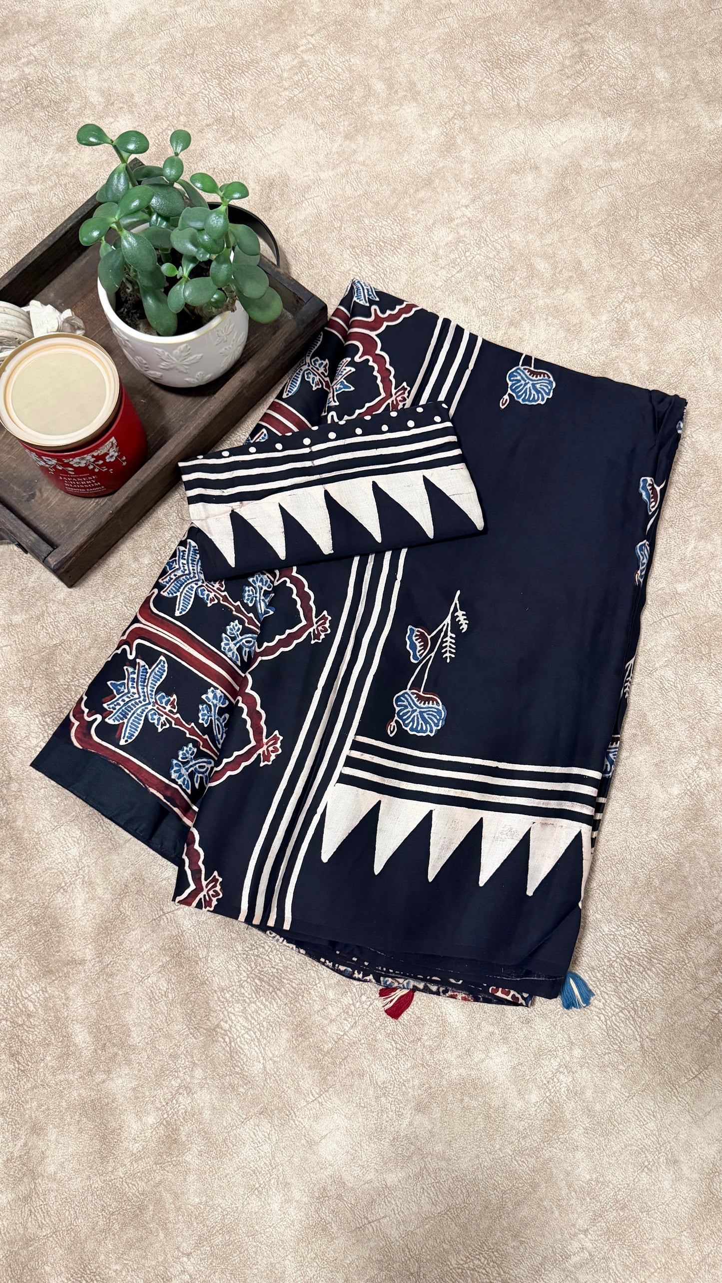 Pure Modal silk Handblock using natural dye