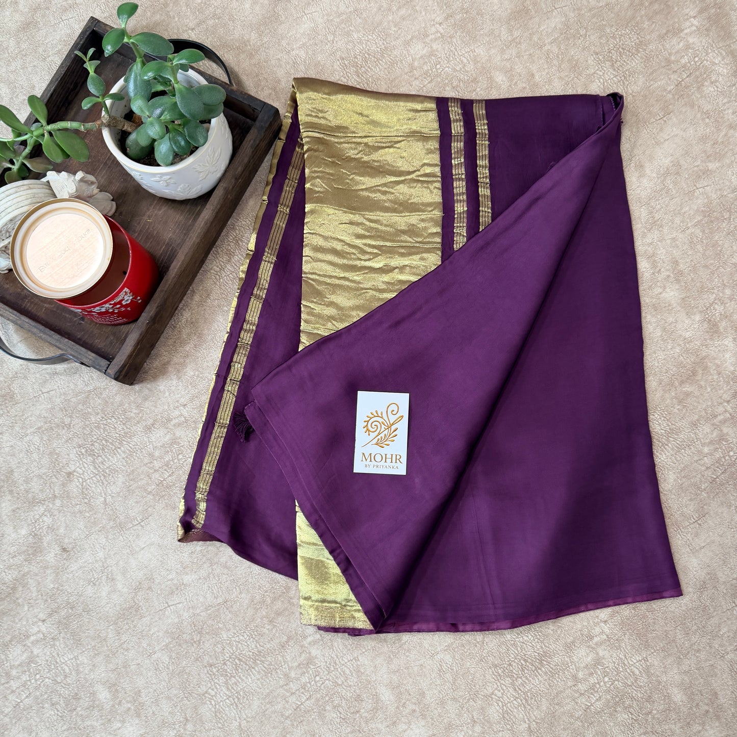Dull Deep purple Pure modal silk saree