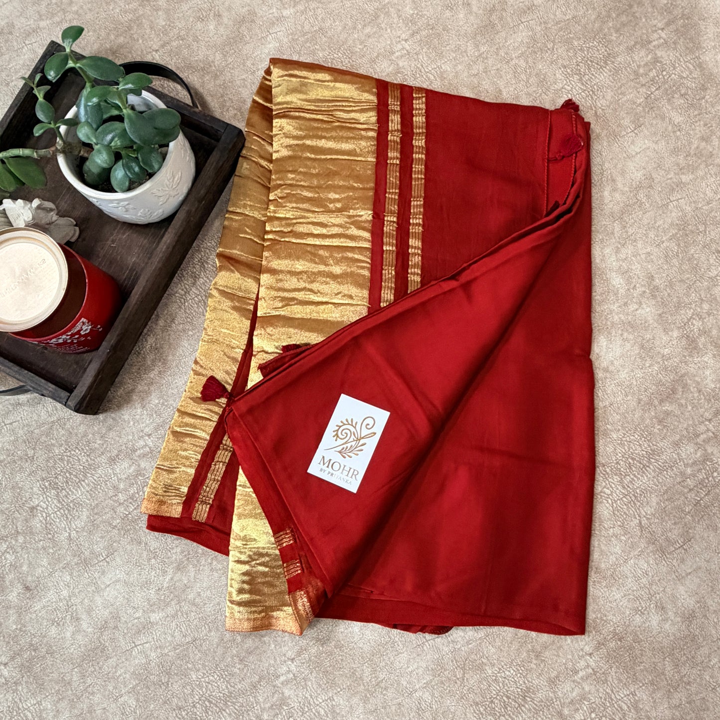 Maroon Pure Modal Silk Saree