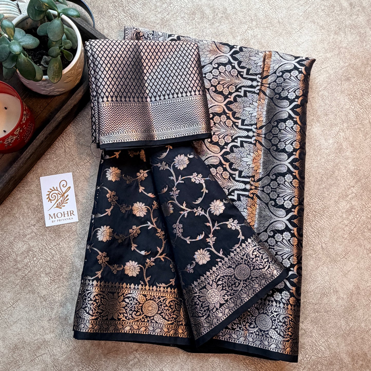 Black Jaal Semi Katan silk