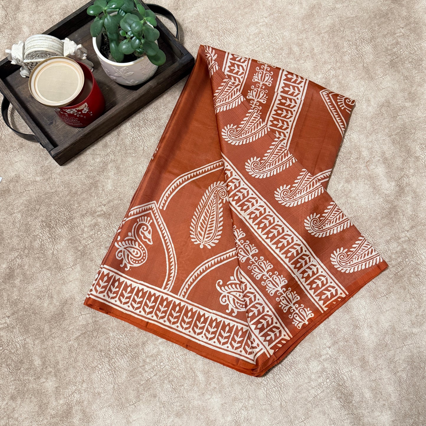 Brown rust Pure Bishnupuri Katan silk hand lock