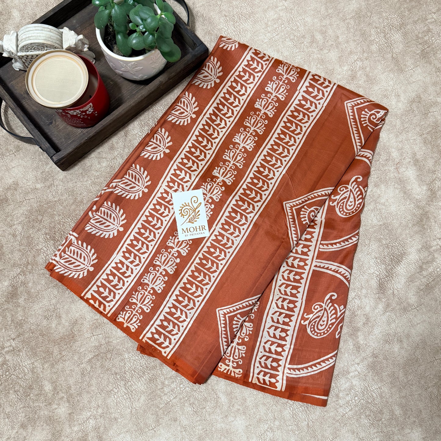 Brown rust Pure Bishnupuri Katan silk hand lock