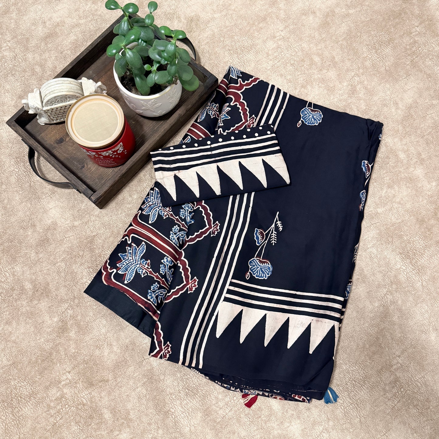 Pure Modal silk Handblock using natural dye