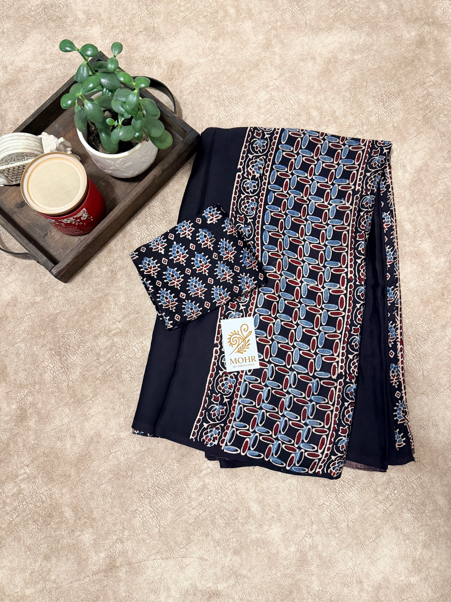 Pure modal silk with handblock print