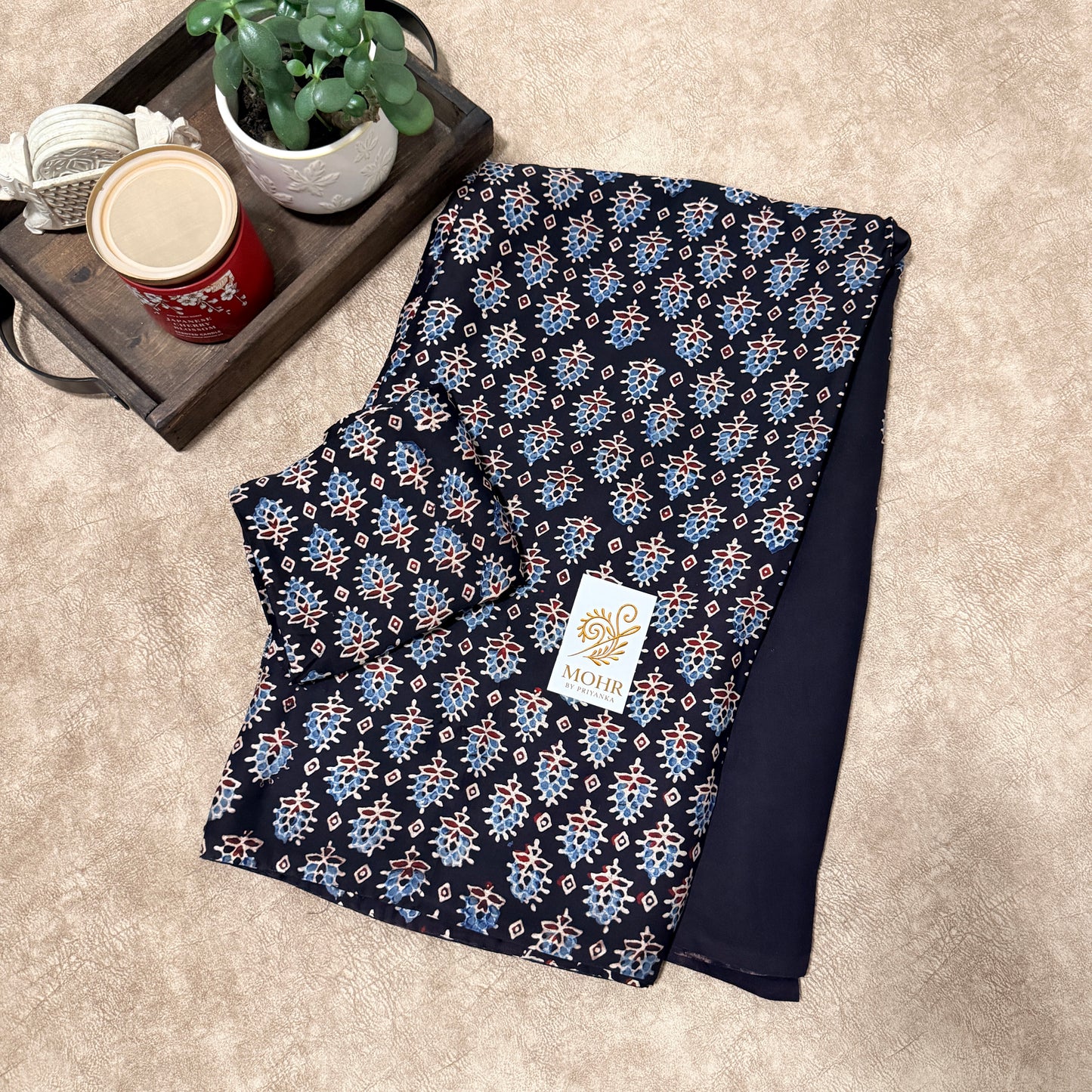 Pure modal silk with handblock print