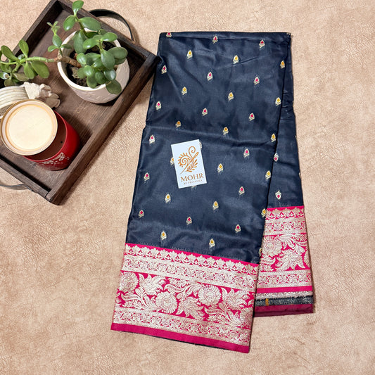 Black / Hot Pink Banarasi saree