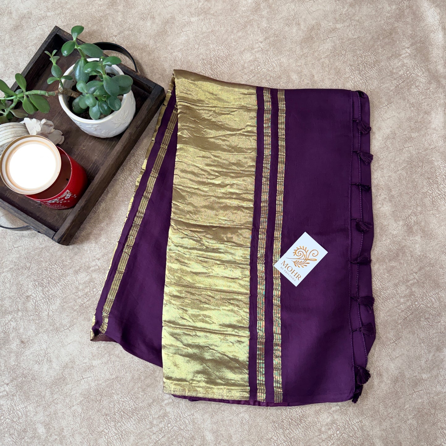 Dull Deep purple Pure modal silk saree