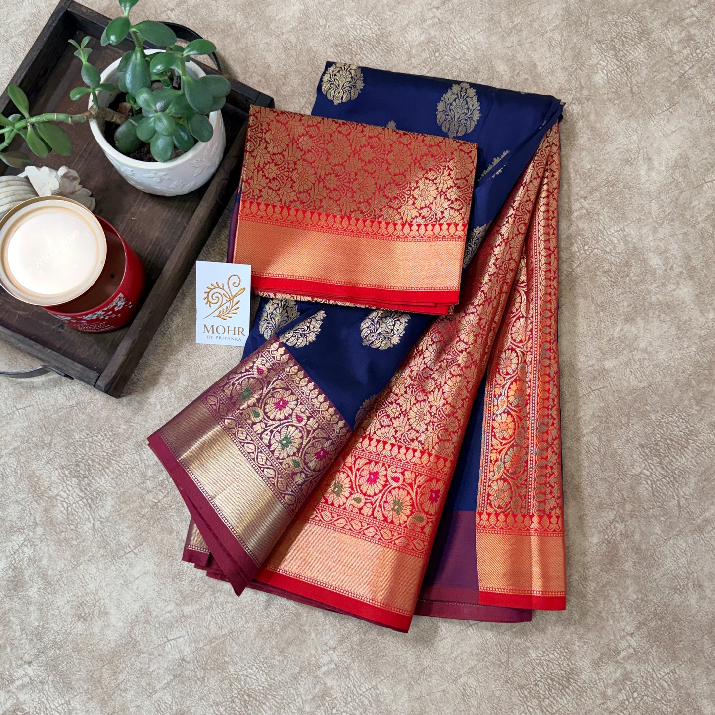 Dark Blue Semi Katan Silk