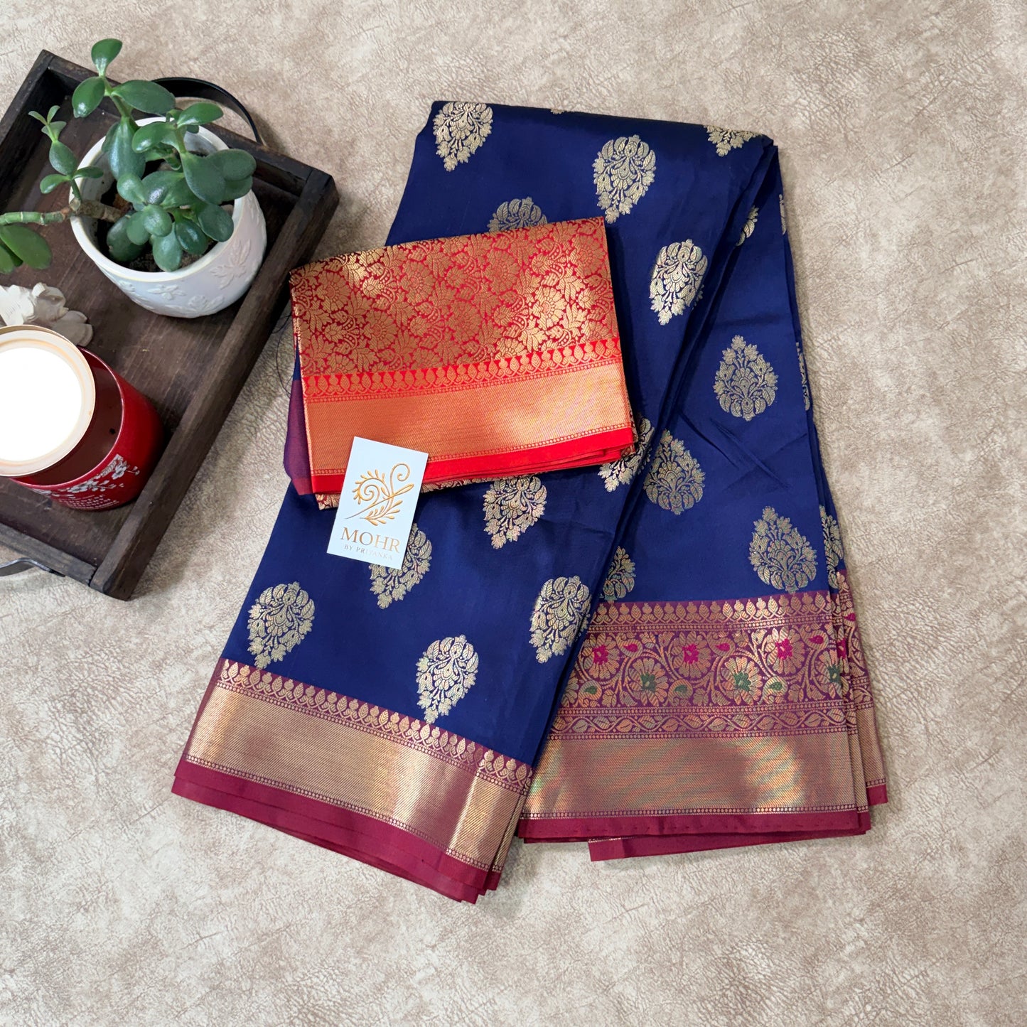 Dark Blue Semi Katan Silk