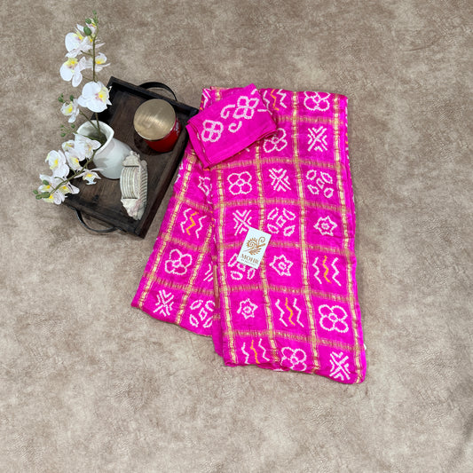 Pure Pink Gajji Silk