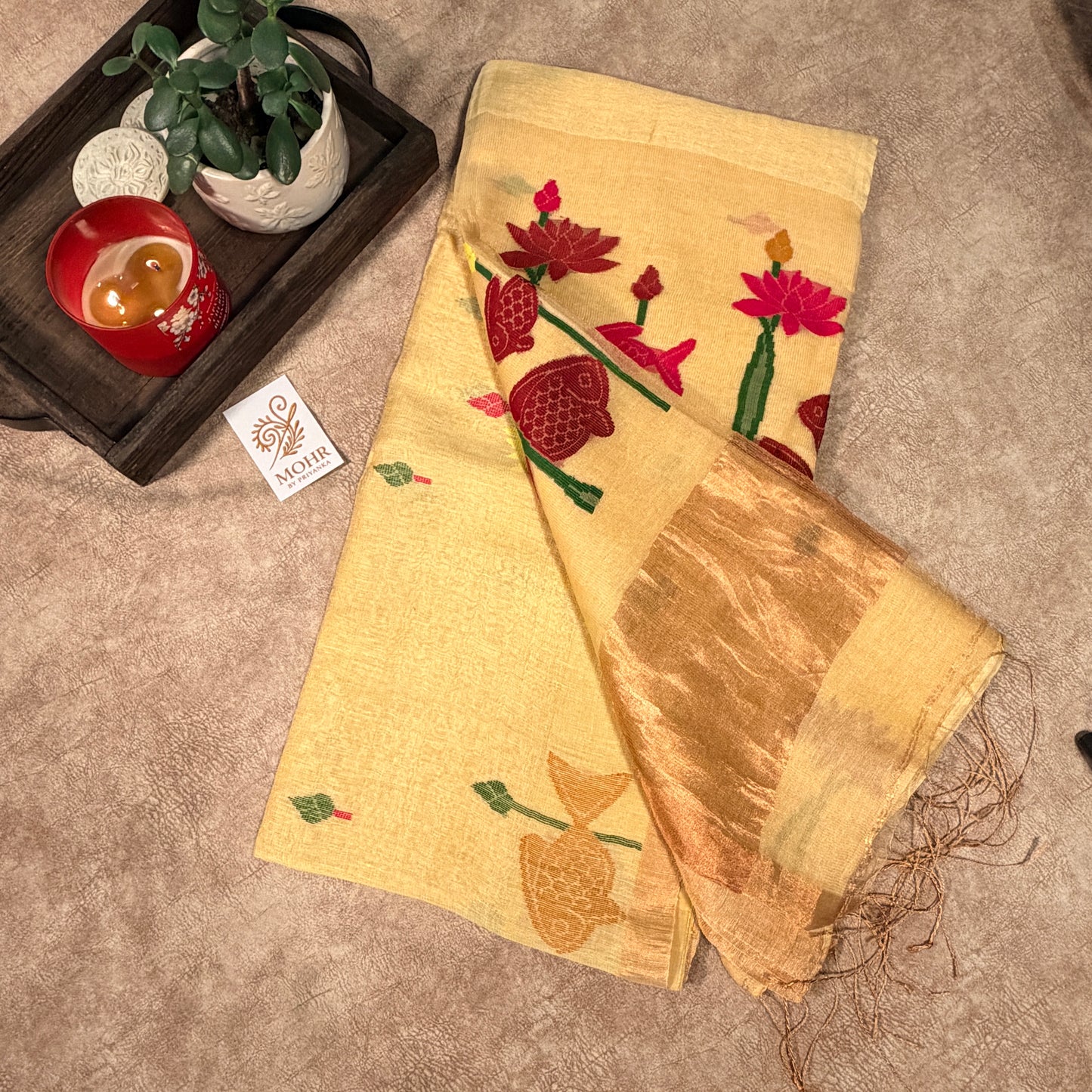 Pastel Yellow Silk Linen