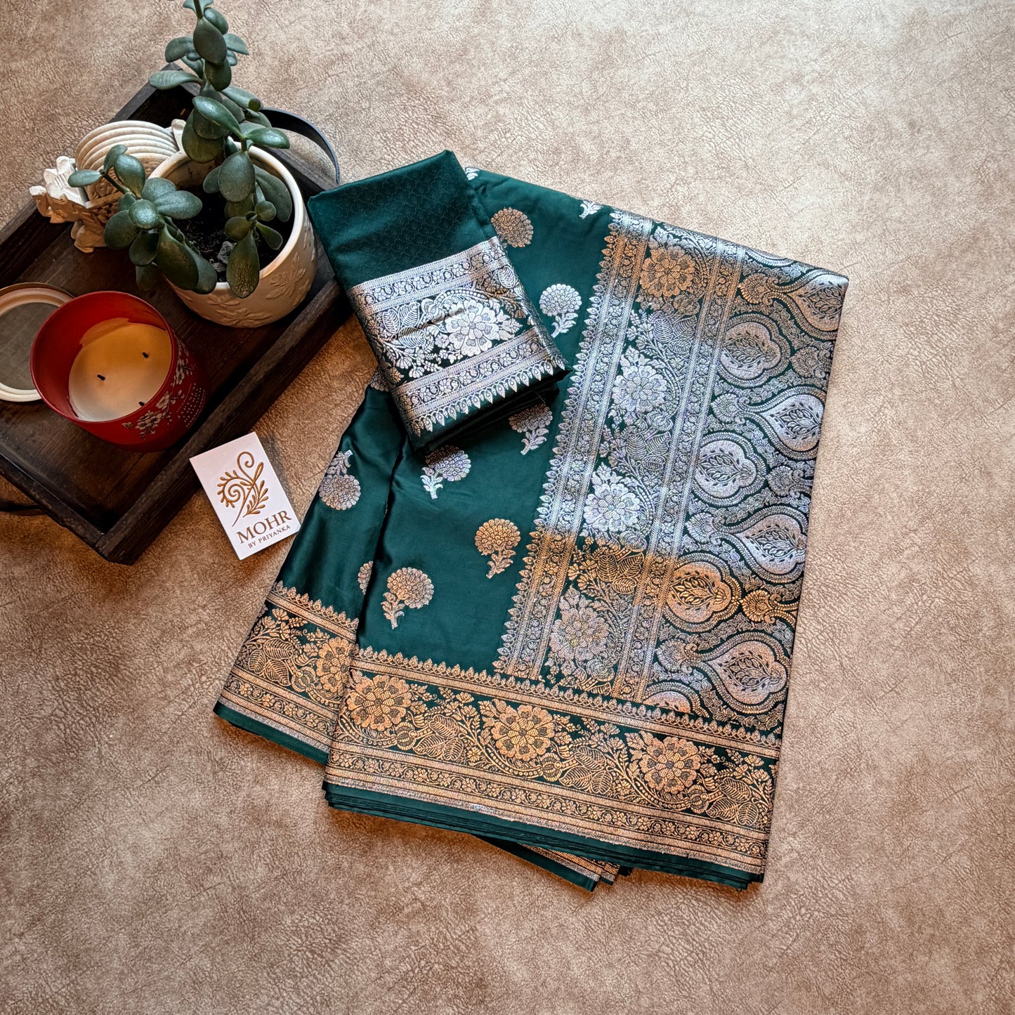 Dark green Premium Mashru Katan Silk