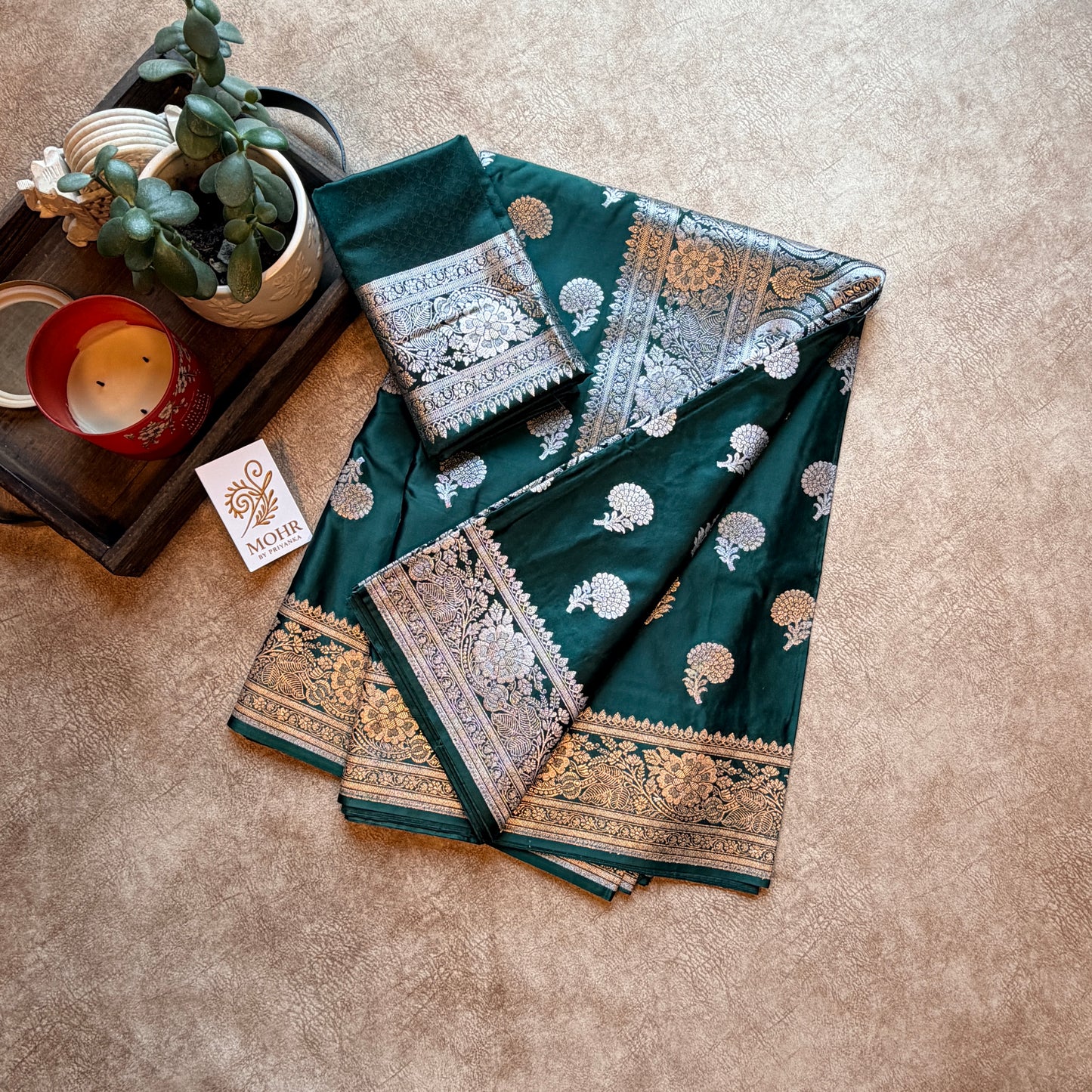 Dark green Premium Mashru Katan Silk