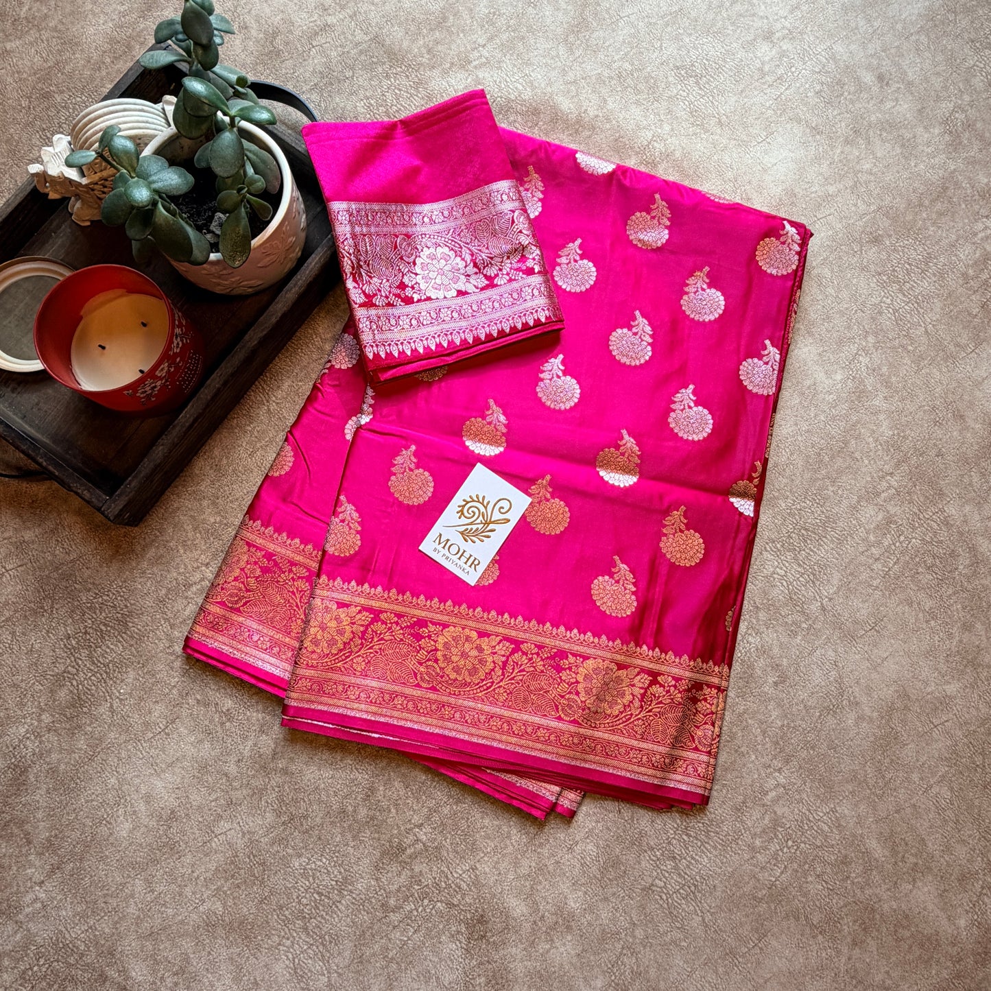 Hot Pink Premium Mashru Katan Silk