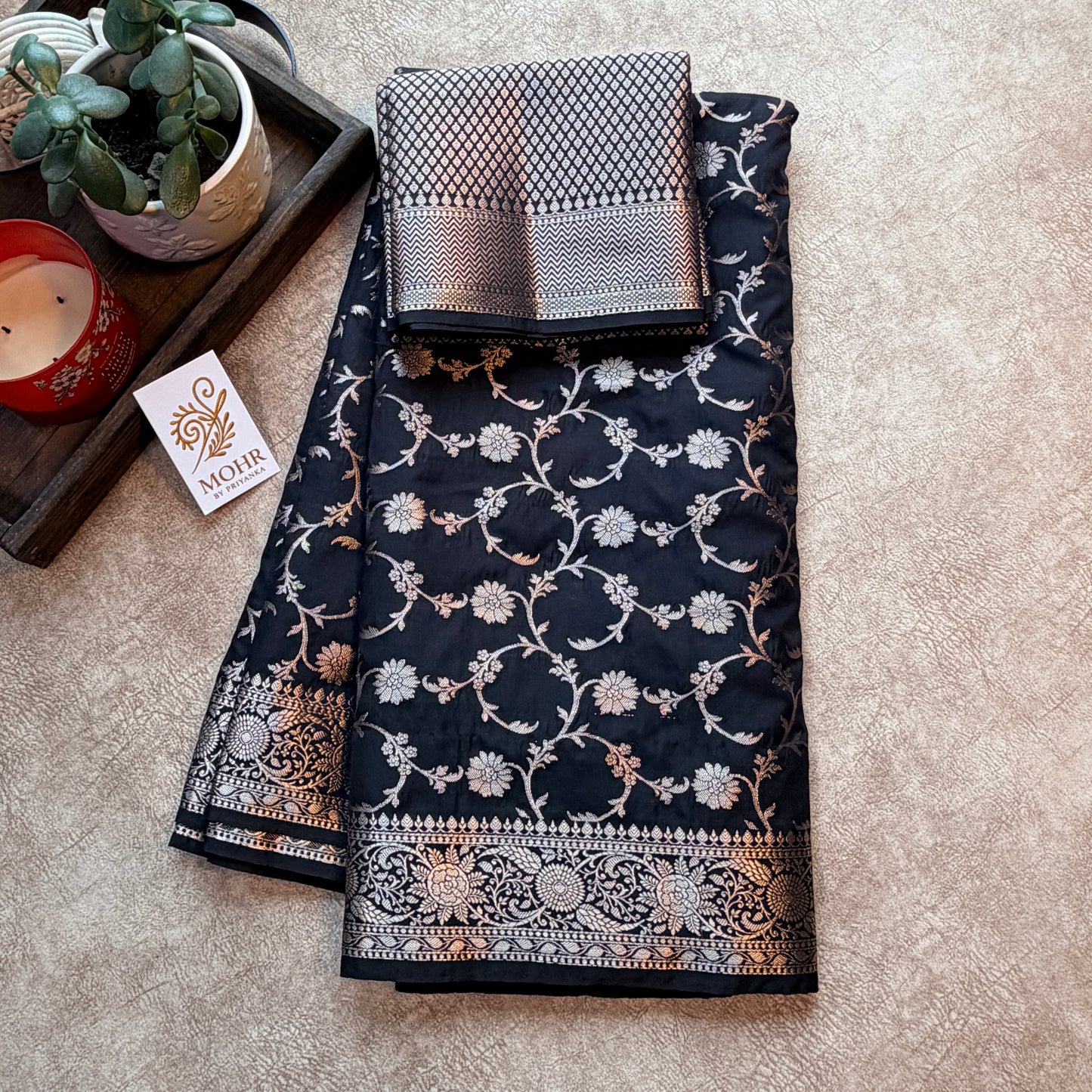 Black Jaal Semi Katan silk