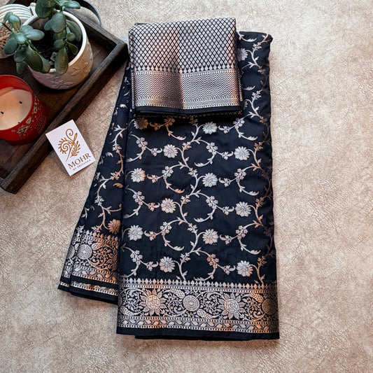 Black Jaal Semi Katan silk