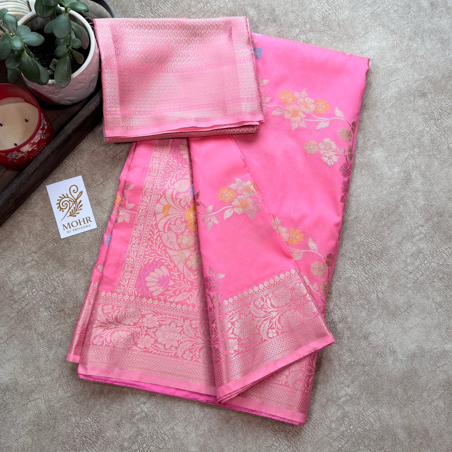 Pink semi Katan silk