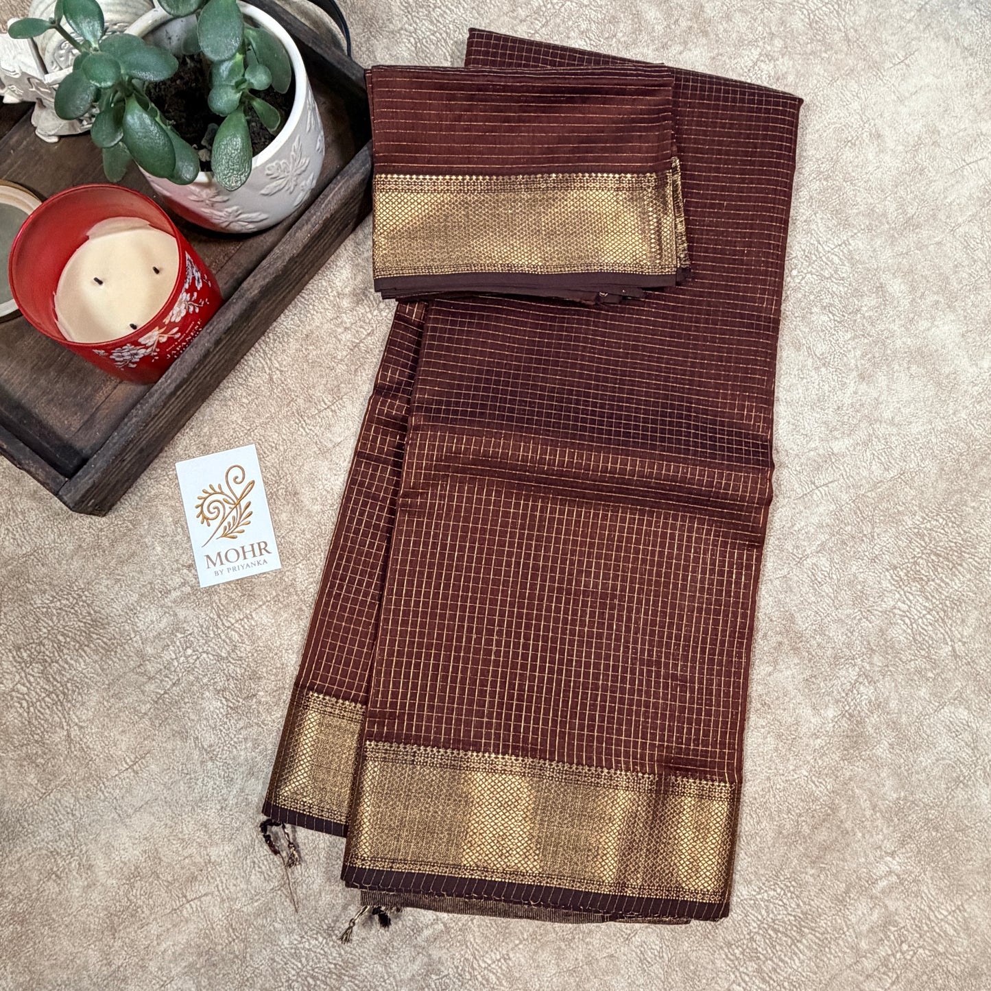 Brown Check Maheshwari