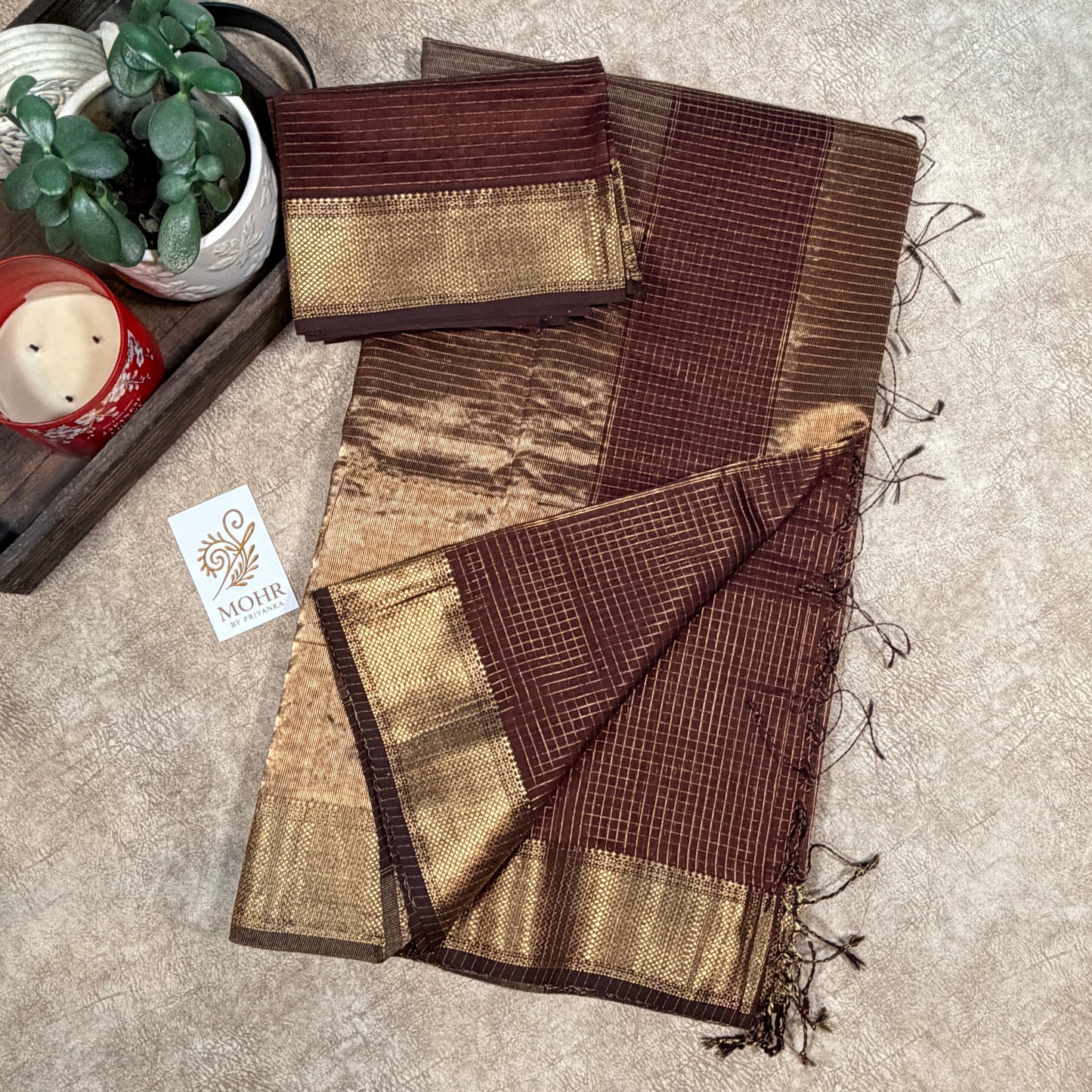 Brown Check Maheshwari