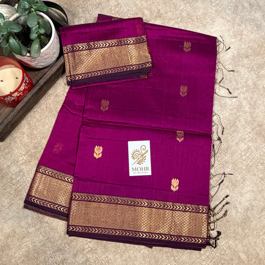 Purple Maheshwari Sico lotus motif